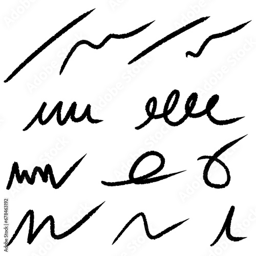 Set of hand drawn blush doodle lines.