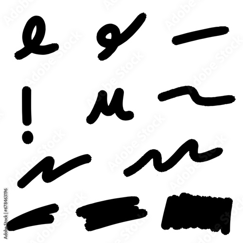 Set of hand drawn blush doodle lines.