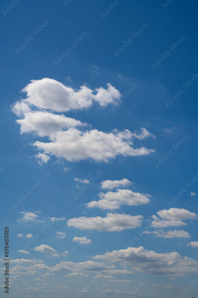 White, fluffy clouds in summer