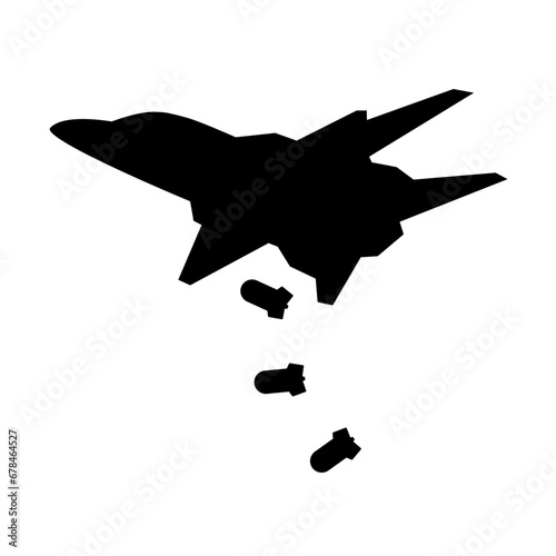 Bomber jet silhouette vector. Bomber plane silhouette for icon, symbol or sign. Bomber icon for military, war, conflict and air strike