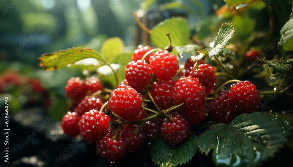 Freshness of nature ripe berries on leafy branches generated by AI Freshness of nature ripe berries on leafy branches generated by AI