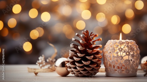 Close-up shot of a pink pinecone like a Christmas tree with a blurred background
