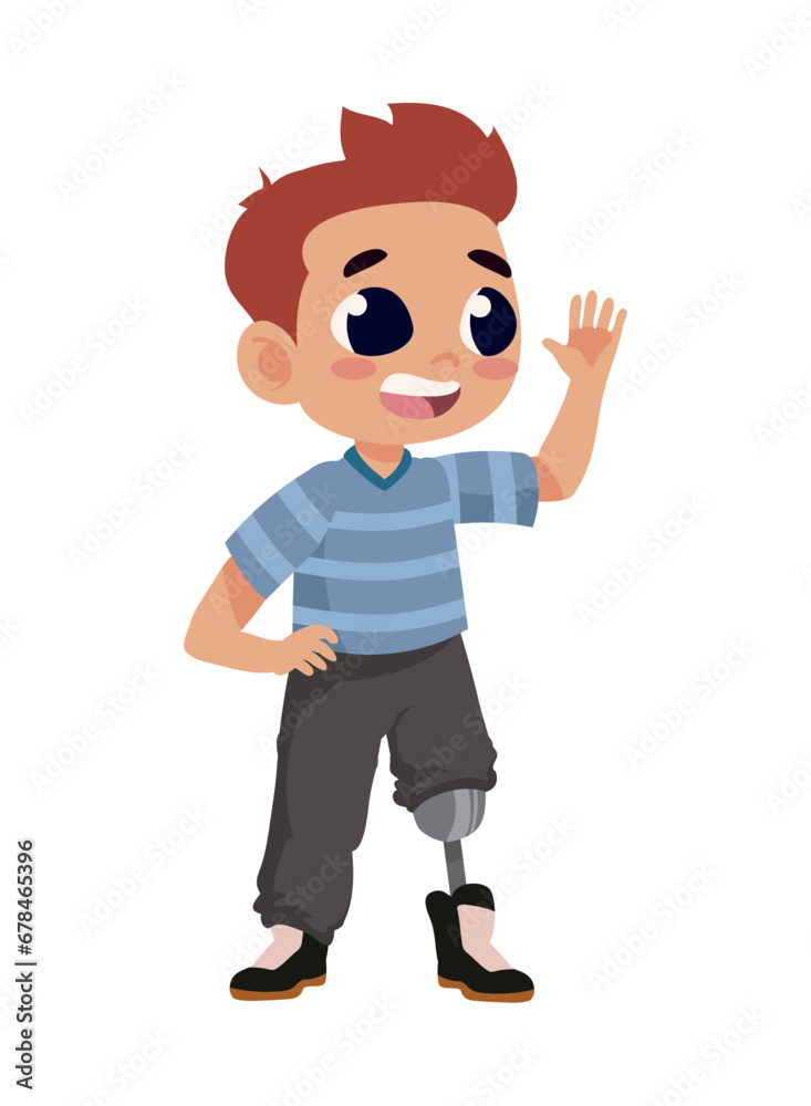 boy disability with leg prosthesis