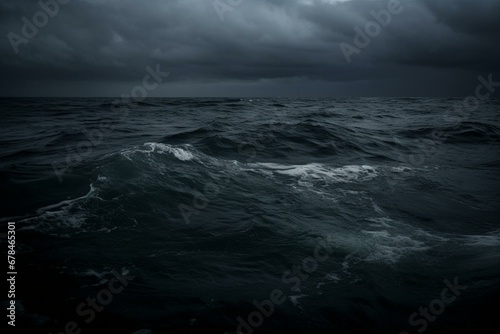 Dark, inky sea. Generative AI photo