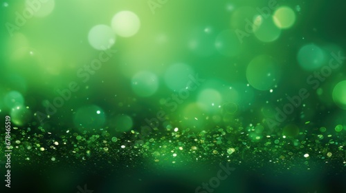 Green bokeh background,Bokeh particles glitter awards dust gradient abstract background