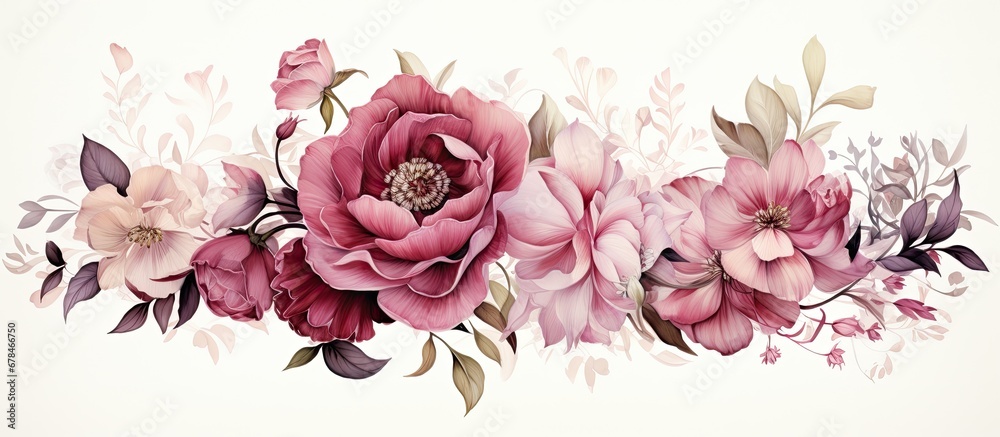 Floral elements in watercolor style