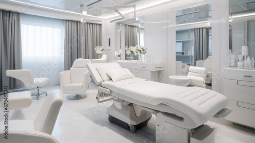 Dermatology and beauty clinic treatment Interior decoration for VIP customers by expert dermatologists. Beauty salon, spa, massage with equipment to to help relax, physiotherapy, relaxing massage. © pinkrabbit