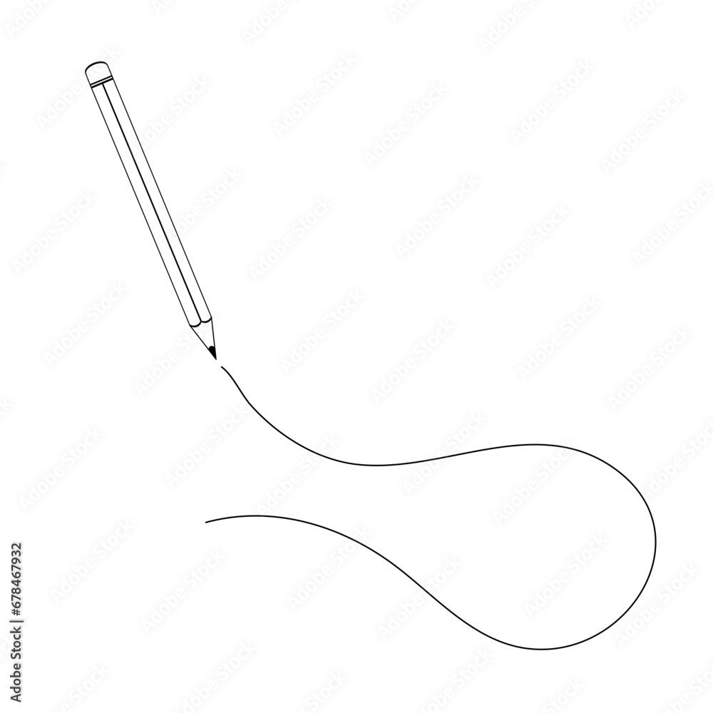 Black pencil drawing a wavy line Black pencil drawing a wavy line
