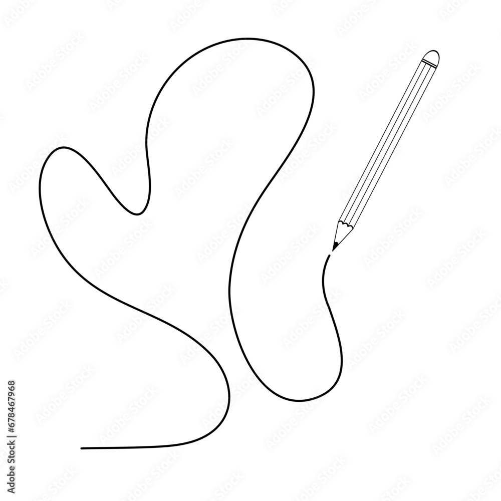 Black pencil drawing a wavy line Black pencil drawing a wavy line