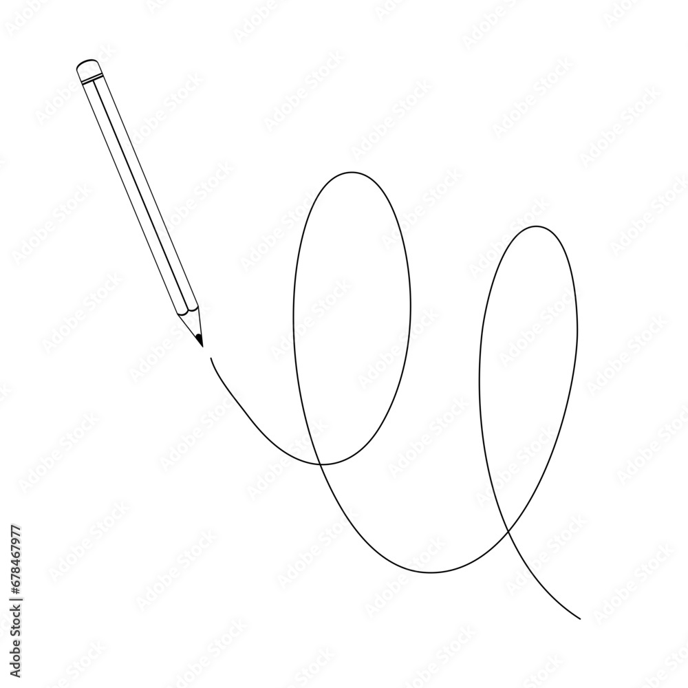 Black pencil drawing a wavy line Black pencil drawing a wavy line