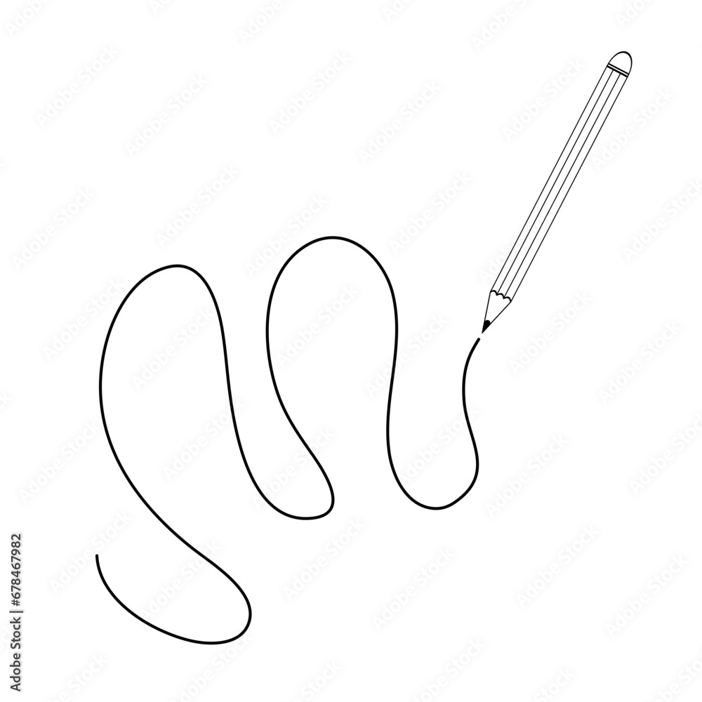 Obraz premium Black pencil drawing a wavy line