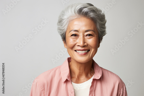 happy healhty senior asian woman portrait
