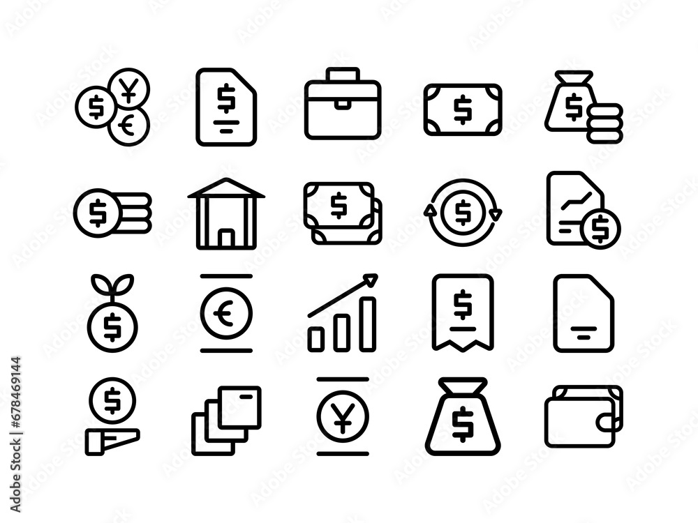 Currency Icon Pack Outline Style. Navigation Icons Collection Perfect for Websites, Landing Pages, Mobile Apps, and Presentations. Suitable for User Interface or User Experience UI UX. Currency Icon Pack Outline Style. Navigation Icons Collection Perfect for Websites, Landing Pages, Mobile Apps, and Presentations. Suitable for User Interface or User Experience UI UX.