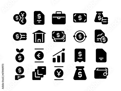 Currency Icon Pack Filled Style. Navigation Icons Collection Perfect for Websites, Landing Pages, Mobile Apps, and Presentations. Suitable for User Interface or User Experience UI UX.