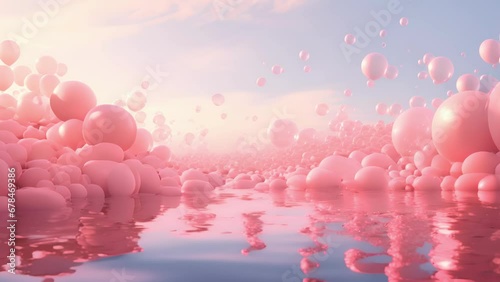 A frothy, foamy sea of pink bubbles, each one popping and disappearing as the surface moves and roils.