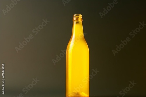 Empty yellow bottle on plain background. Generative AI