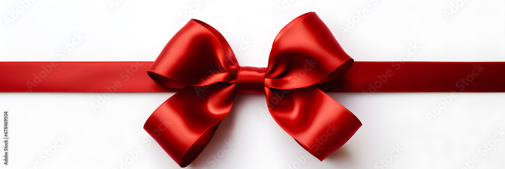 Red ribbon and gold bow isolated on a white background, Red ribbon and gold bow isolated on a white background,