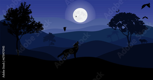 wolf howling at the moon