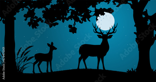 silhouette of deer