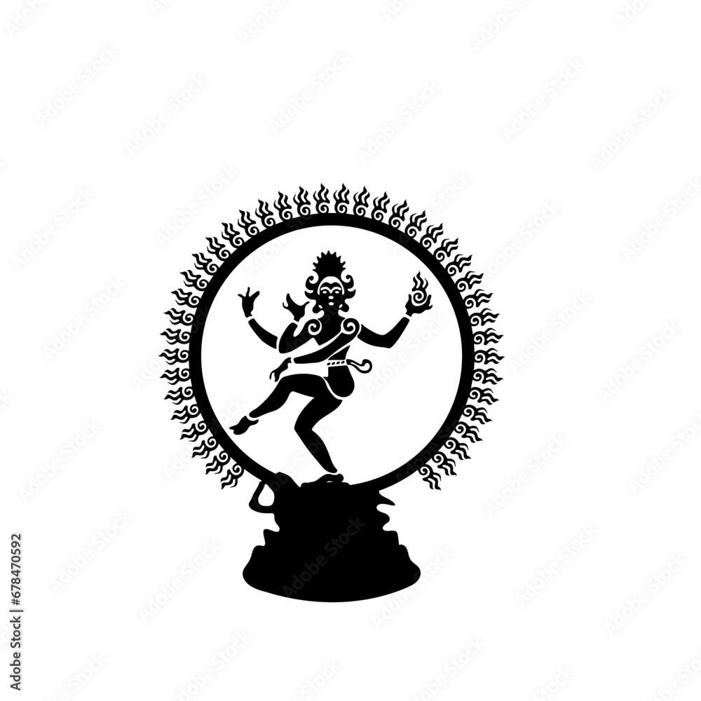 Shiva nataraja silhouette in a circle of fire