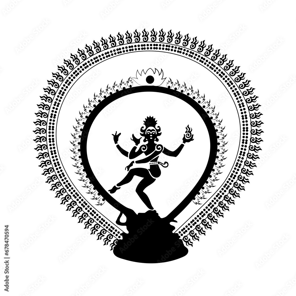 Shiva nataraja silhouette in a circle of fire Shiva nataraja silhouette in a circle of fire