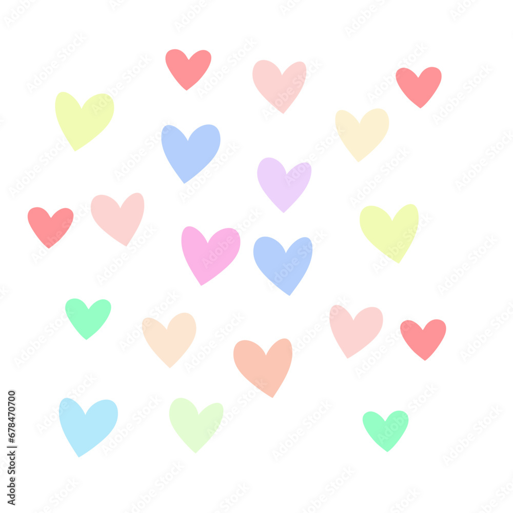 Heart sketchs valentine colorful set