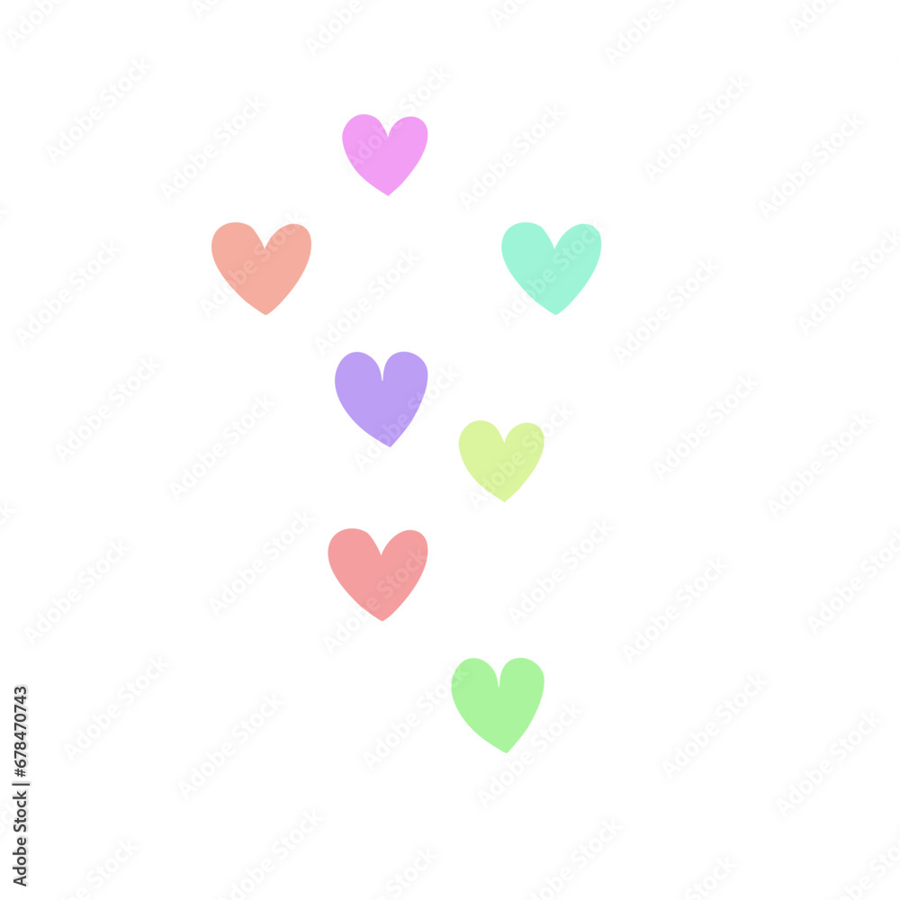 Heart sketchs valentine colorful set