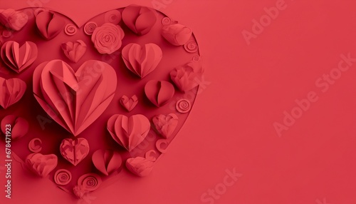 赤いハートのバレンタインの背景イラスト