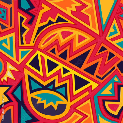 Red tribal seamless pattern