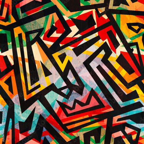 Colourful tribal geometric. Seamless pattern