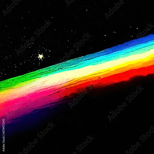 Beautiful sky with stars and rainbows photo