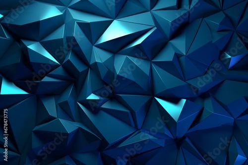 Abstract, polygonal surface with tetrahedrons; high-tech, atmospheric 3D wallpaper. Generative AI