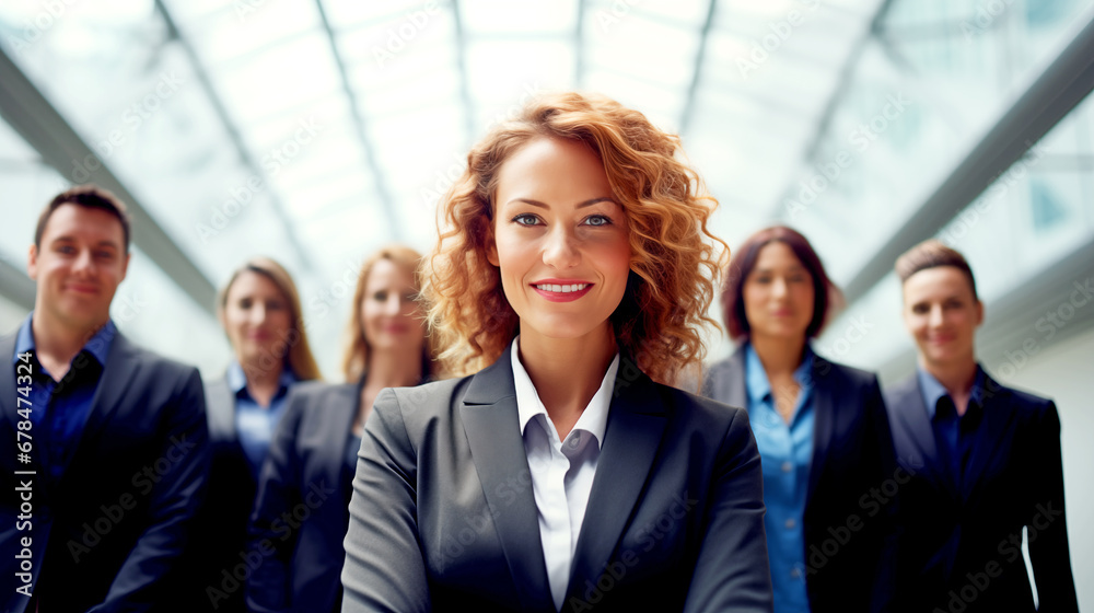 DECISIVE LEADER BUSINESSWOMAN WITH A GROUP, CLOSE-KNIT TEAM. legal AI DECISIVE LEADER BUSINESSWOMAN WITH A GROUP, CLOSE-KNIT TEAM. legal AI