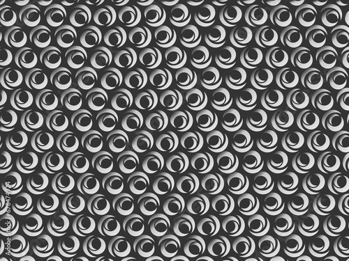 Black metal texture steel background with unique ornament. Abstract metal sheet.