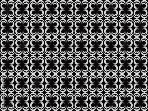 Black metal texture steel background with unique ornament. Abstract metal sheet.