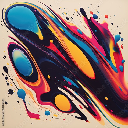 Dynamic fluid colorful splash illustration made with Generative AI
