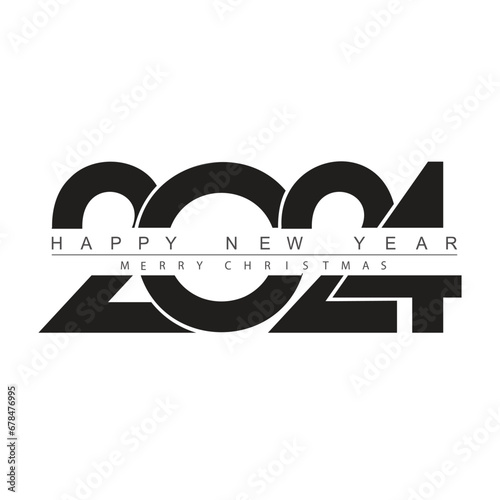 2024 classic Happy New Year design with unique and modern numbers. Vector