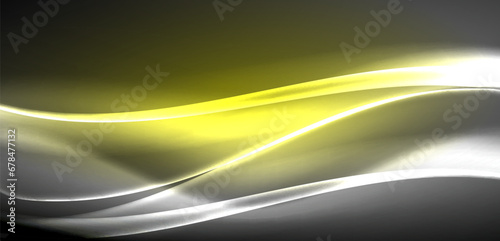 Neon-lit waves surge across background, mesmerizing dance of luminescence and motion. Dynamic backdrop captures essence of energy and modern aesthetics