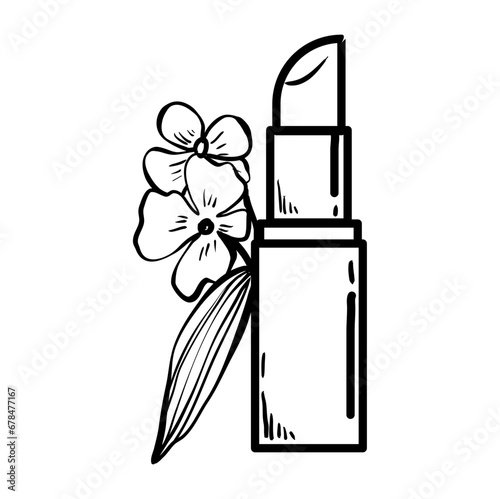 lipstick with flower hand drawn