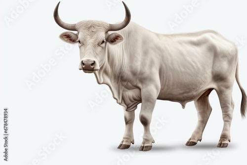 white bull isolated on transparent background. Generative AI
