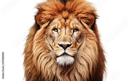Stunning Majestic Lion Face Highlighting Isolated on Transparent Background PNG. © Saad