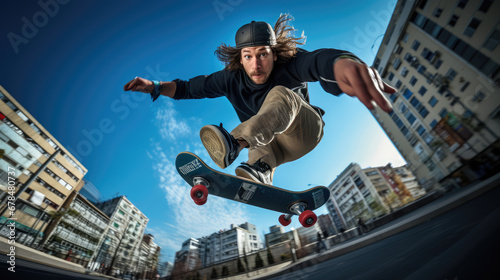 portrait of man skateboarding