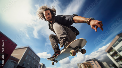portrait of man skateboarding