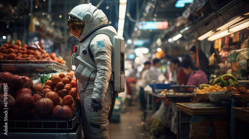 astronaut shopping in the market © akarawit