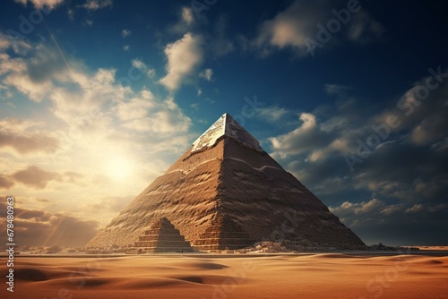 Imaginative portrayal of a pyramid in Egypt. Generative AI photo