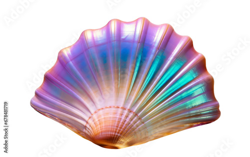 Stunning Shiny Colorful Cute Pristine Seashell with Iridescent Isolated on Transparent Background PNG.