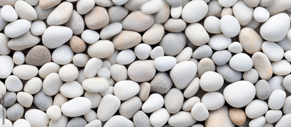 Background of small white polished pebbles Background of small white polished pebbles