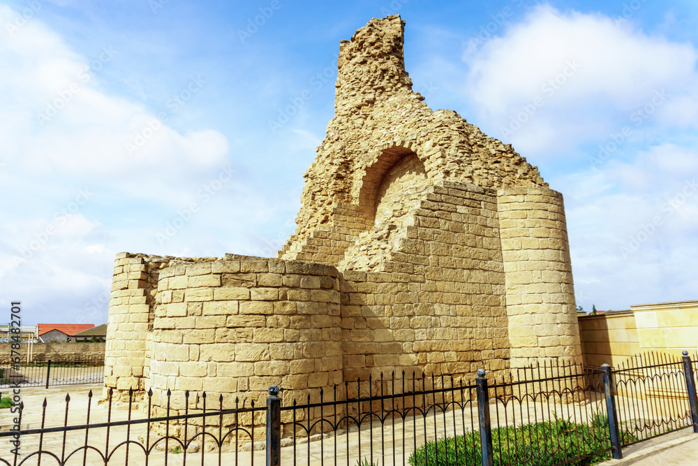 Medieval 12th century Tower ruins of Shagan, in Baku, Absheron, photo taken in Oct 2023.