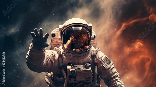 Jornada Além da Terra: Ilustrando a Determinação do Astronauta, IA Generativa photo