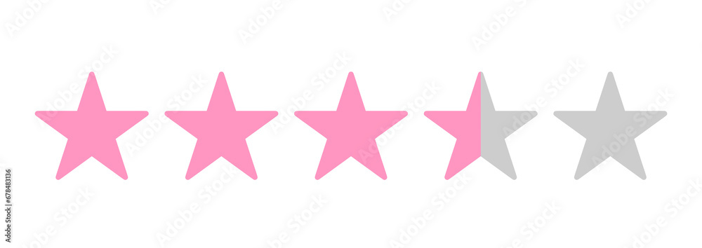 シンプルなピンク色の3.5星マーク